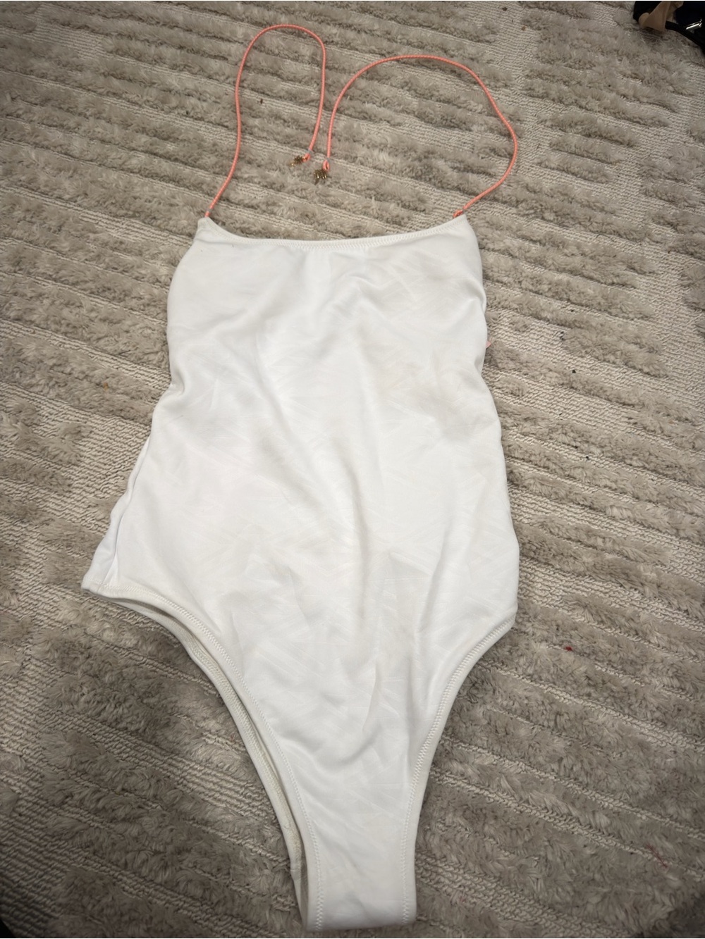 Victoria's Secret White One-Piece Swimsuit with Pink Straps